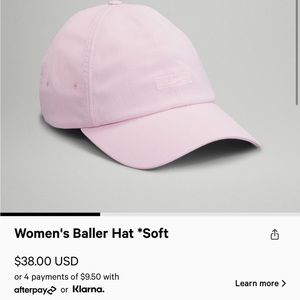 lululemon pink baller hat (NEVER WORN)